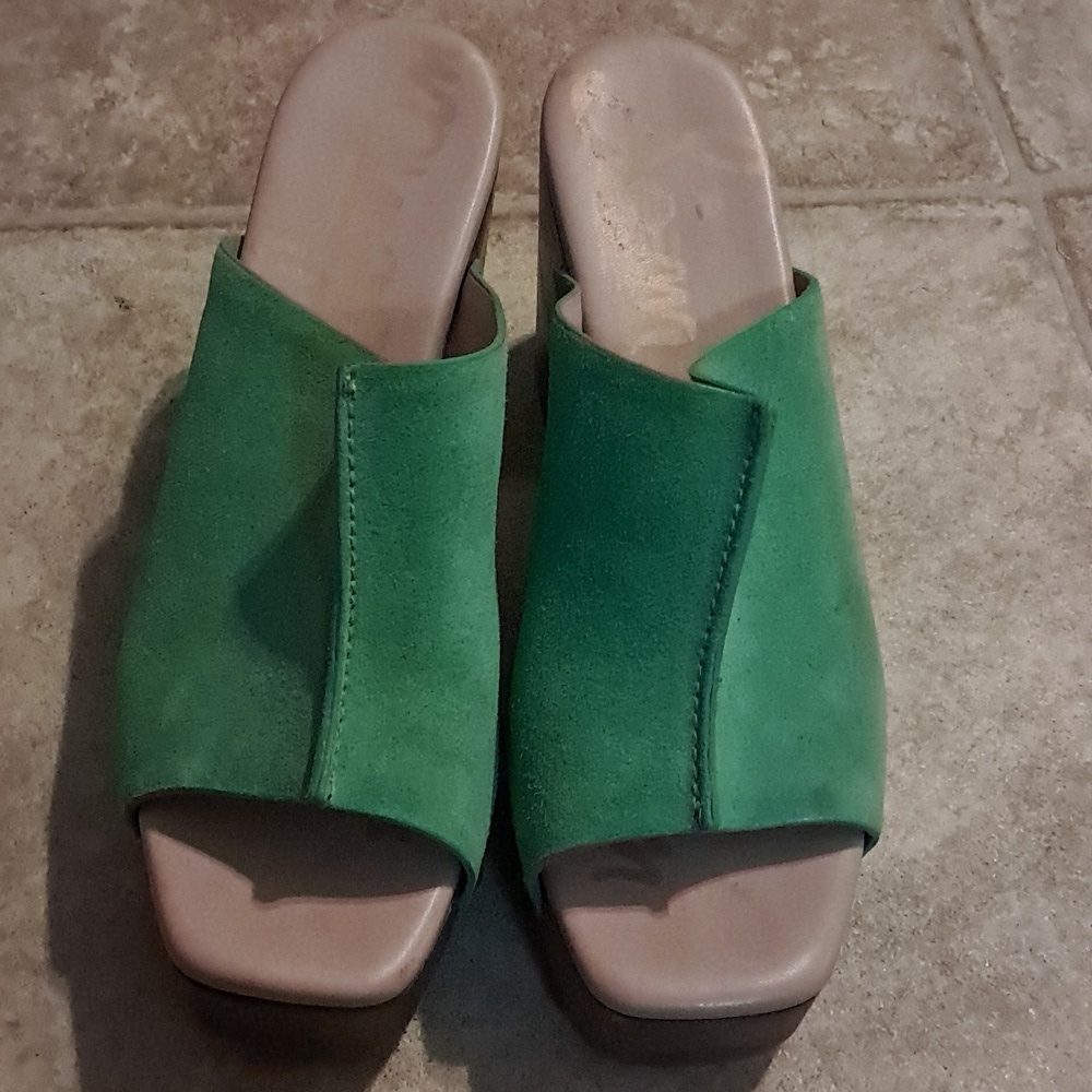 Sam Edelman Josselyn Studded Suede Boho Platform Clogs Size 7 70's Preowned - Picture 3 of 10